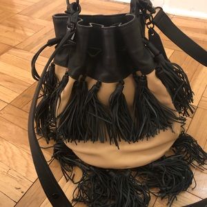 Loeffler Randall leather fringe bucket bag